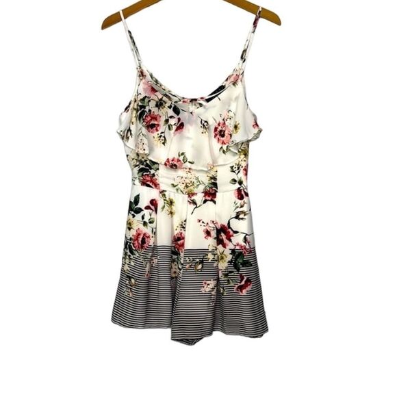 Trixxi Pants - NWT Trixxi Floral and Striped Romper from Francesca’s Size Small